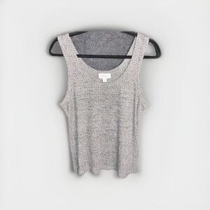 Evereve Tank Top Size‎ Large Mady Scoop Neck Grey Black White Ribbed Sleeveless